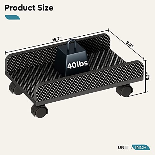 Bestier Computer Cpu Stand Cart With Protective Sides Cpu Holder With 4 Caster Wheels Under Desk (Black Carbon Fiber) #TOP2