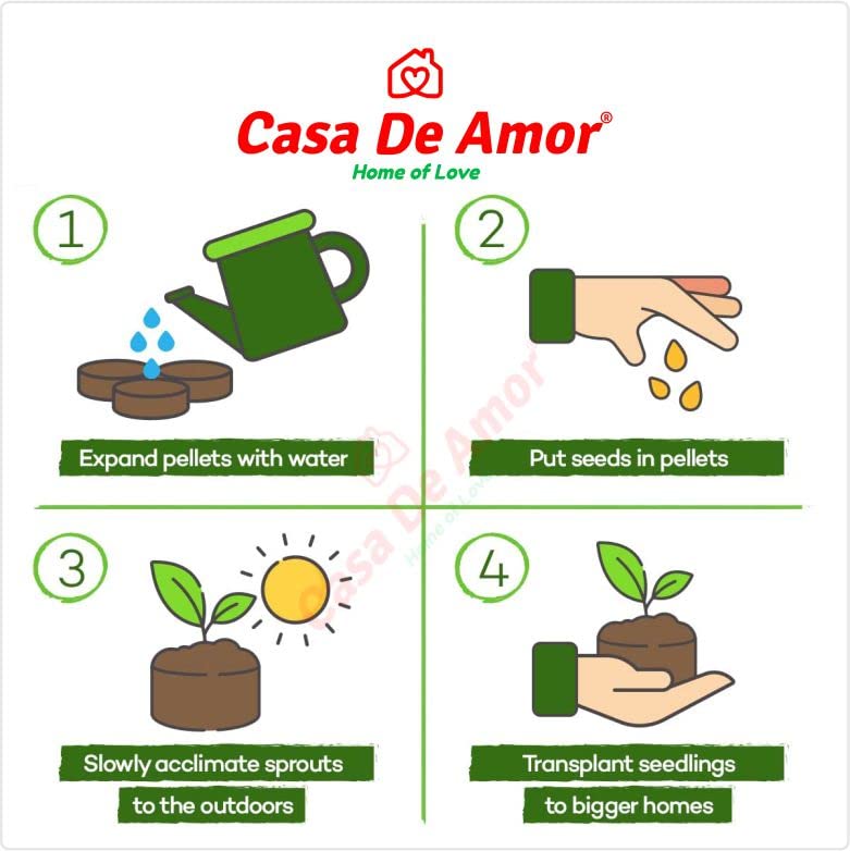 Casa De Amor Coir Seed Germination Kit, Coir Peat Pellets for Gardening Seedling Tray (4x4x1.5 cm) (Pack of 25)
