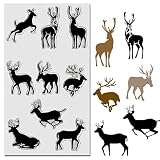 Threetols 9pcs Christmas Deer Clear Stamps for Card Making, Elk Clear Rubber Stamps Jumping Deer Sta