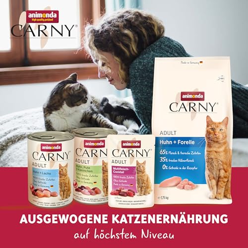 animonda Carny Adult Geflügel Variation (6 x 200 g), Katzennassfutter für ausgewachsene Katzen, Nassfutter mit 100 % frischen, fleischlichen Zutaten, Katzenfutter ohne Getreide und Zucker