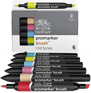 Winsor & Newton, Promarker Brush, Essential Collection, Set of 48, Alcohol Based Dual Tip Markers