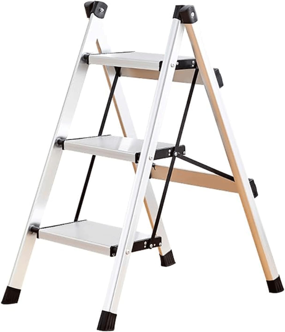 Loft Ladder Step Ladders 3 Step Folding Ladder Aluminum with Anti-Slip Pedal Step Ladder Ladders Collapsible Metal 264ib Attic Ladder Anti-Slip
