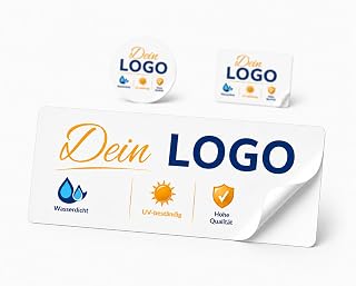 Individuell bedruckte Logo-Aufkleber ab 125 Stück – personalisierte Etiketten wasserfest & selbstklebend – rund, rechteckig oder quadratisch – ideal für Verpackung, Produkte & Versand (Rechteckig)