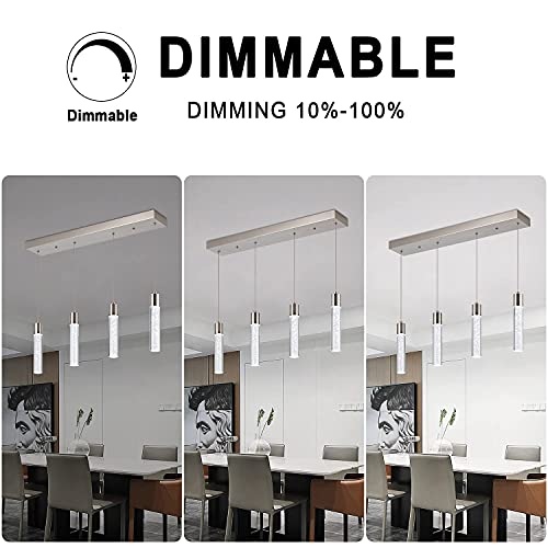 Image of 4-Light Integrated LED Hanging Pendant Ceiling Light Fixture Crystal