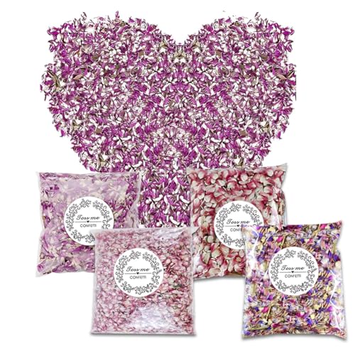 4 Pcs Confettis de Mariage, Cônes De Confettis De Mariage, Confettis de Pétales de Rose Biodégradable, Naturels Jetant des Pétales de Fleurs Séchées pour Décoration de Fête de Mariage