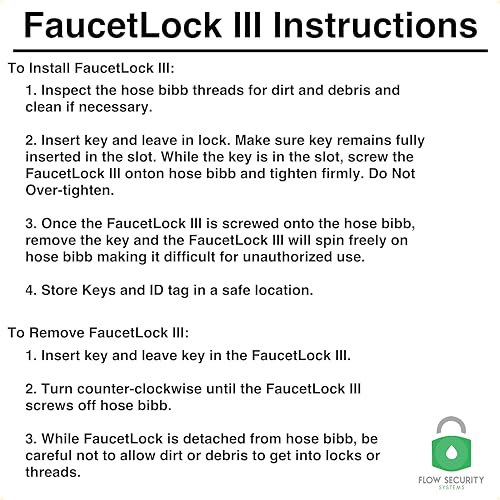 Flow Security Systems Faucet Lock III | Magnetic Key | Prevents Water Theft & Secures Outdoor Bibbs | Promotes Water Conservation | Fits Most Outdoor Hose Bibbs | Keyed The Same | 1 Pack