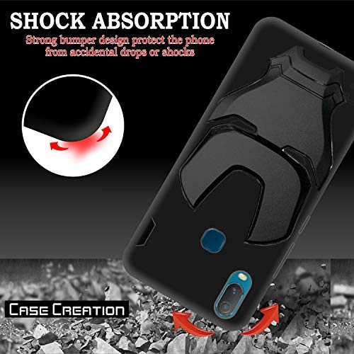 Image of COVERLY Official 3D Touch Feel Trending Avengers Logo Mask Soft Rugged Grip Silicone Iron Man Super Power Cartoon Movie Engraved Silicone Matte Back Cover for Vivo Y11 (2019) -HD Black Avenger