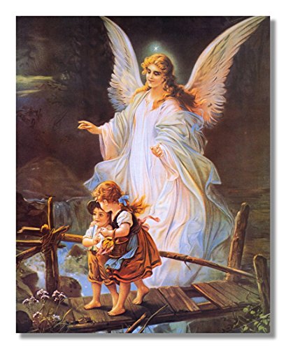 Guardian Angel Protecting Children on Bridge Religious Art Print 16x20