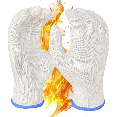 Heat Resistant Oven Glove - 1Pair Double-Layer Non-Slip & Reusable Kitchen Oven Gloves with Fingers for BBQ Cooking Baking