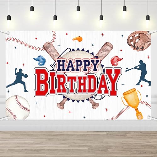 Toile de fond d'anniversaire thème sport grand format 1,8 x 1,1 m