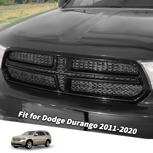 Image of Jimen Compatible with Dodge Durango 2014-2020, 4PCS Front Grill Cover Grille Overlay Trim (Black)