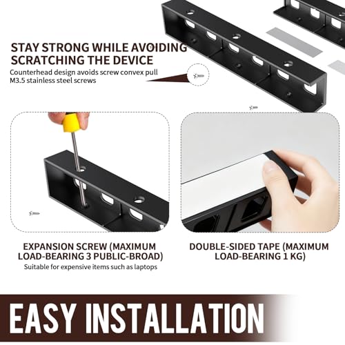 Xhnkeg Supporto Da Tavolo, Sotto Il Tavolo, Supporto Per Pc, Sotto Scrivania, Salvaspazio, Per Laptop, Tablet, Tastiera, Router - 3