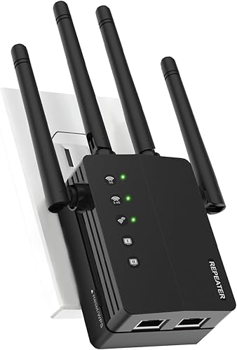 1200Mbps WiFi Extender Signal Booster, 12880 Sq.Ft Reach with 105 - Device Support, Dual Band 5GHz/2.4GHz, Easy Setup for Home, Long Range WiFi Extender