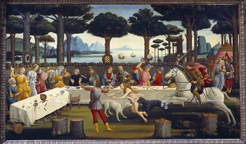 Tableau Botticelli Banquet pinède pour décoration de salon élégant
