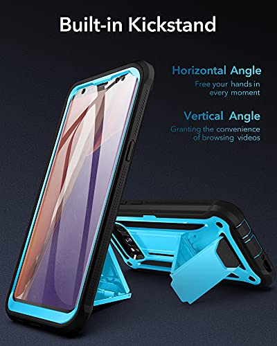 Youmaker Kickstand Case For Galaxy S8, Full Body With Built-In Screen Protector Heavy Duty Protection Shockproof Rugged Cover For Samsung Galaxy S8 5.8 Inch - Blue/Black #TOP2