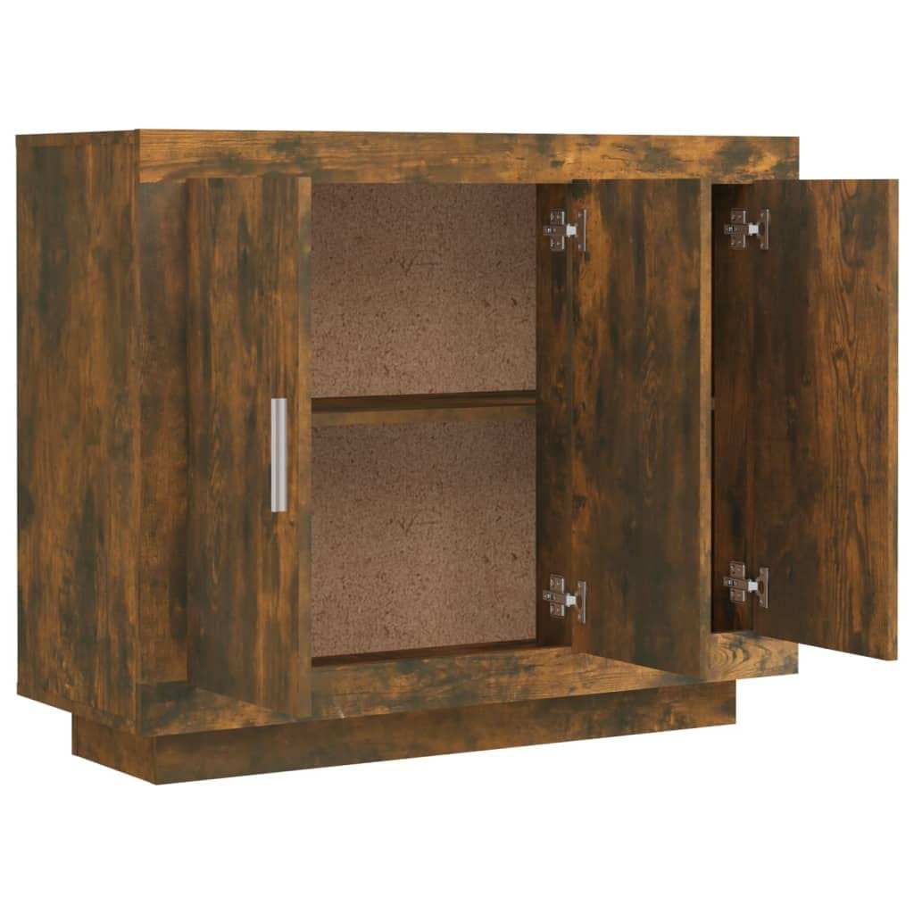 Sideboard Räuchereiche 92x35x75 cm Holzwerkstoff mit viel Stauraum für Wohnzimmer Esszimmer Flur und Büro, platzsparend, vielseitig, mit Türen und Ablagen, ideal für Ordnung und Dekoration