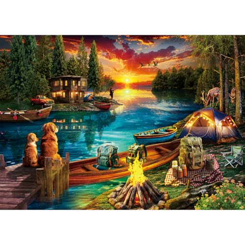 HUADADA Jigsaw Puzzles for Adults 1000 Pieces-Wilderness Lakeside-1000 Piece Jigsaw Puzzles for Adults-Family Interactive Games
