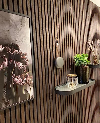 Preisvergleich Produktbild Vereg Akustikpaneel mittelbraun, mit Echtholzfurnier, Geräuschdämmung und angenehmere Raumakustik, 2400x600x22 mm (Dunkelbraun)