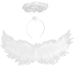SULOLI Angel Wings, Angel Wings with Wings and Halo Angel Costume for Adults Children, Halloween Christmas Parties