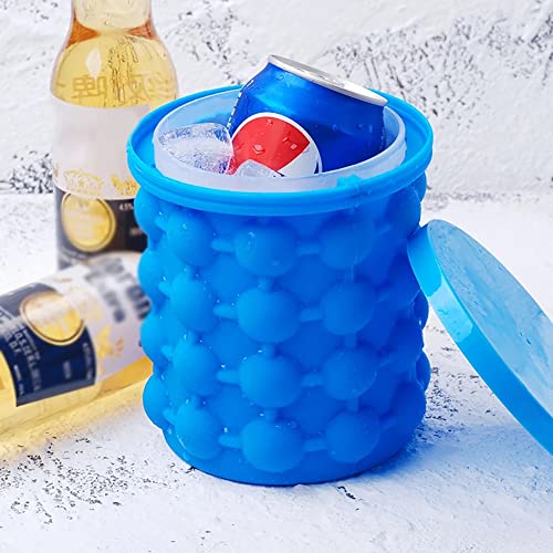 Hielera de silicona redonda con tapa azul miniatura 5