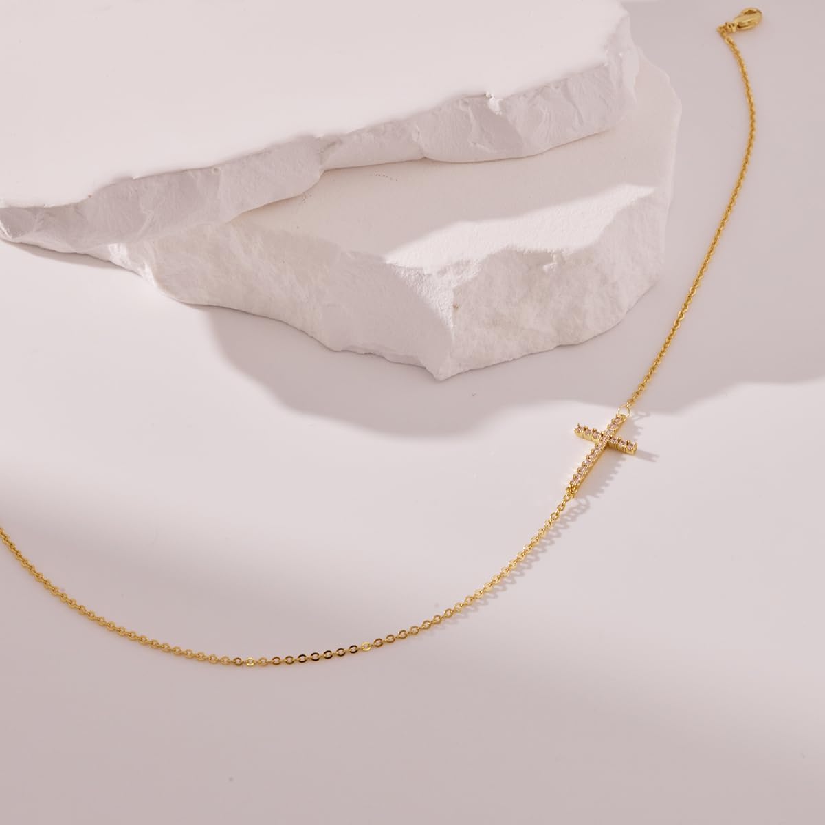 Easter Basket Stuffer Cross Necklace for Women Girls, Dainty 14K Gold Silver Plated Cross Choker Jewelry Non Tarnish Waterproof Cute Simple Small Necklace Christian Baptism Religious Faith Jewelry Gifts - Image 5