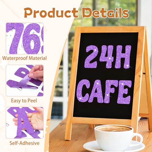 Image of Bulletin Board Letters 129 PCS Glitter Letter Stickers Large 4 Inch, Purple | 12 Sheets,Alphabet Number Stickers,Self-Adhesive,Sticker Letters for Poster Board,Classroom,Display,Mailbox,Craft,Party Decor