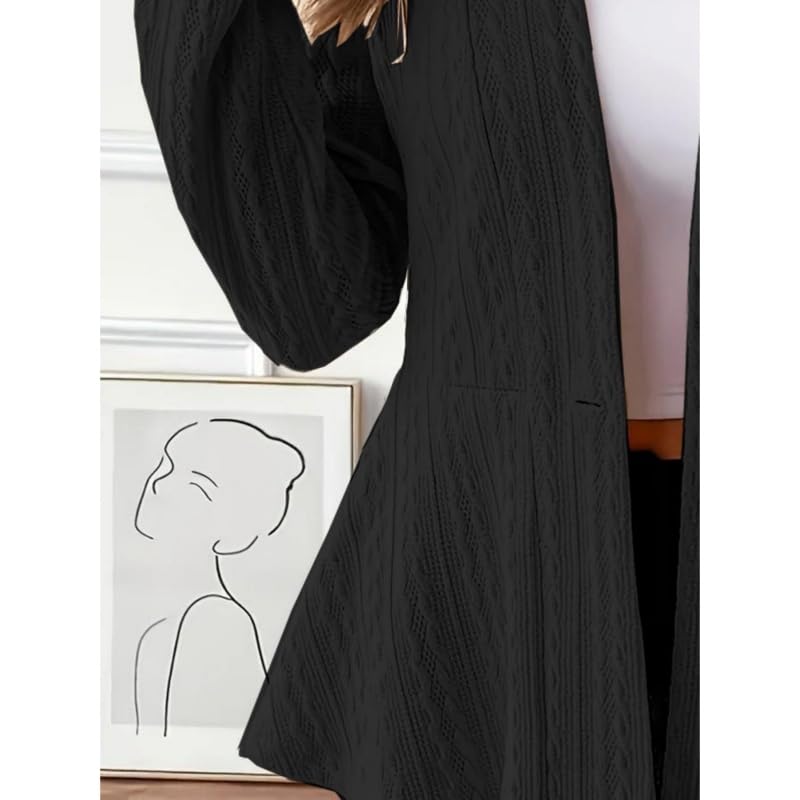 Générique Gilet Cardigan en Maille Cintrée pour Femme Élégant Ourlet Volanté Col en V Manches Longues Côtelé Chaud et Confortable Idéal pour L'Automne L'Oktoberfest Le Bureau et Le Quotidien.