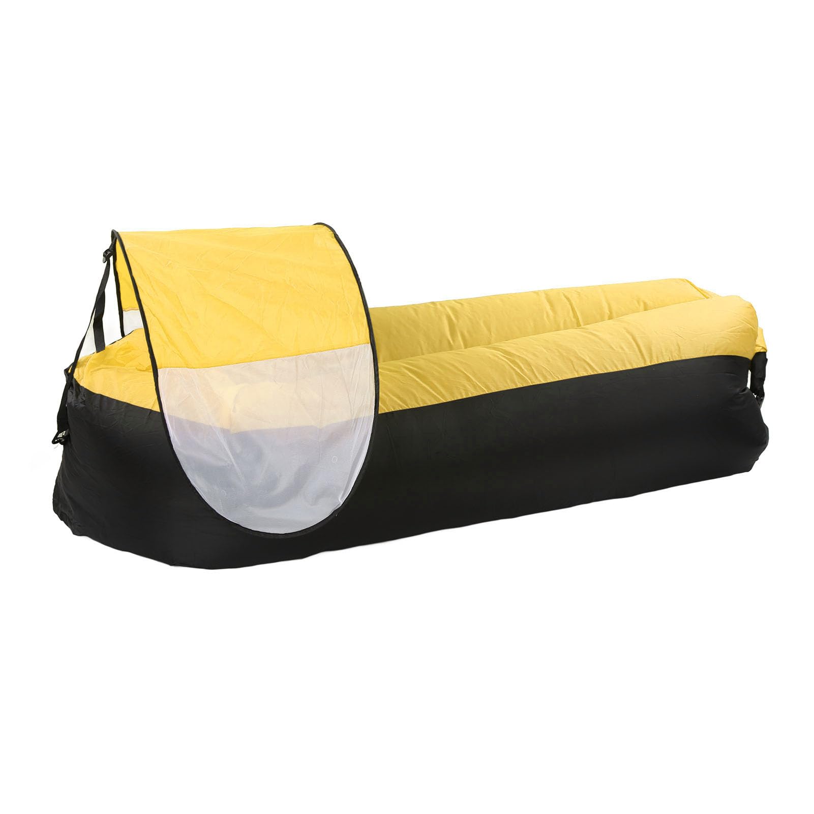 SIXRUN Sofá Inflable para Exteriores, Tumbona Inflable Portátil, sofá de Aire para Acampar, Senderismo, sofá Inflable, Lágrima (Negro más Amarillo)