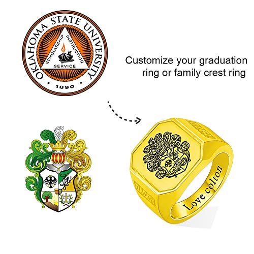AILIN Vintage Custom Signet Ring 925 Sterling Silver/Brass Personalized Engraved Badge Family Crests Coat Of Arms Rings Jewelry Graduation Party Birthday Gifts For Men Women Father Dad2