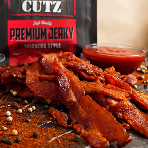Wicked Cutz Bacon Jerky Variety Pack, Tender, Flavorful Premium Craft Jerky, (5) High Protein, Gluten Free Flavors, Sriracha, Applewood Smoked, Breakfast, Old Fashioned Maple Bacon , Smoked Bbq Jerky, 5 Bags, 2Oz Each #TOP2