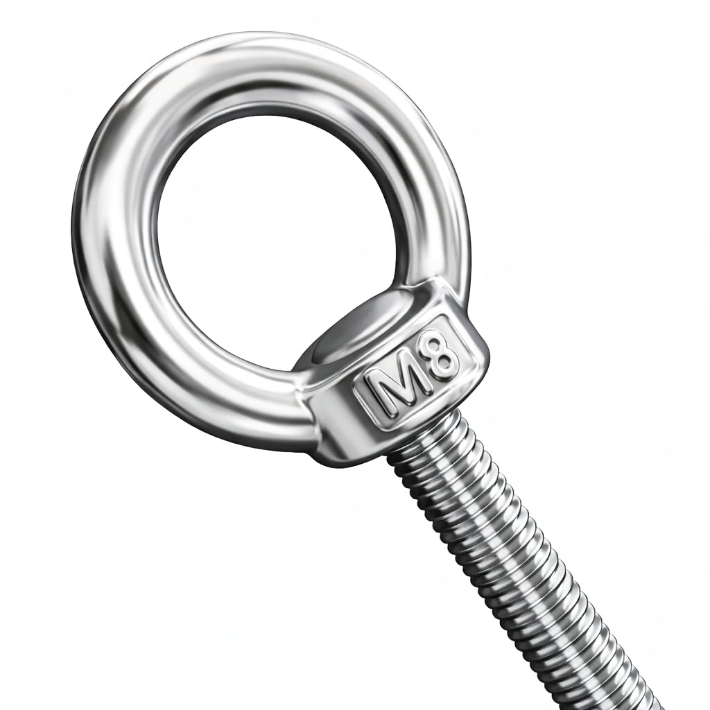 5/16"-18 x 4 M8 304 Stainless Steel Fully Threaded Eye Bolts, 2-Pack