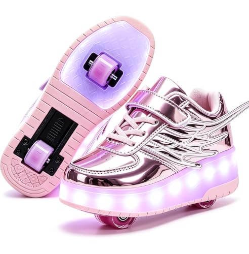 Image of Nsasy Roller Shoes Kids Roller Skates Shoes Girls Boys Wheels Shoes Become Sport Sneaker with Led for Children Gift