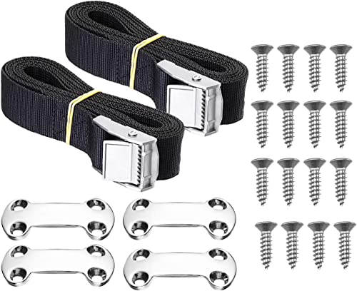 79in 2 Packs Cooler Tie Down Strap Kit 𝟳𝟵𝒊𝒏 Battery Tie Down Cooler Straps, Stainless Steel Cooler Tie Down Kit Straps for Boat, Trailer Prevent from Slipping Cooler Accessories