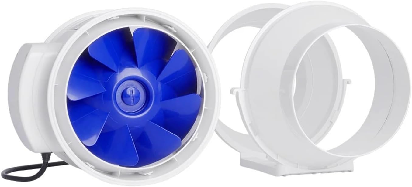 6 インチサイレントインラインダクトファン強力な電力換気システムキッチン浴室空気抽出器排気口換気装置 大風量 【アルミニウムメッシュリターンベントカバー】