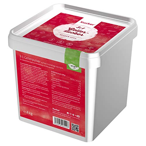 Xucker 3:1 Gelier-Xucker 4kg mit Xylit Birkenzucker - leckere Gelierzucker Alternative I Veganer Gelierxucker von Xucker zum Kochen für Marmelade & Gelees
