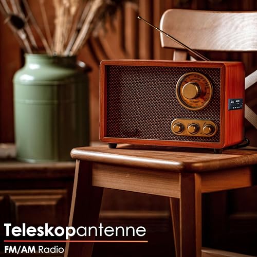 Nostalgie Kompaktanlage | Radio Holz mit Bluetooth | USB | SD Karten Slot | FM/AM | Musikanlage Retro Style | Stereoanlage | Küchenradio | Nostalgie Vintage Radio – Bild 6