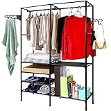 Clewiltess Garment Freestanding Clothes Organizer Closet, Metal Hanging Storage Organizer Rack...