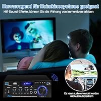 HiFi Verstärker mit Bluetooth AK45 | Mini Stereo Empfänger Audio Audioverstärker 2.0 Kanal 40W × 2 | Karaoke Mikrofon | USB SD FM | Bass Höhenregler | Klein Heim Audio Party Verstärker – Ansicht 8