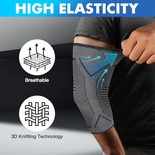 TOVIKI 2 Pack Elbow Support for Men & Women, Elbow Brace Compression Sleeves Support for Tendonitis, Arthritis - Tennis Strap, Golfers, Sleeves for Weightlifting (M) - Image 5