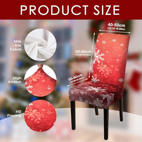 Image of Nuxovilar Red Snowflake Gradient Stretch 23.6x70in 2PCS Chair Covers