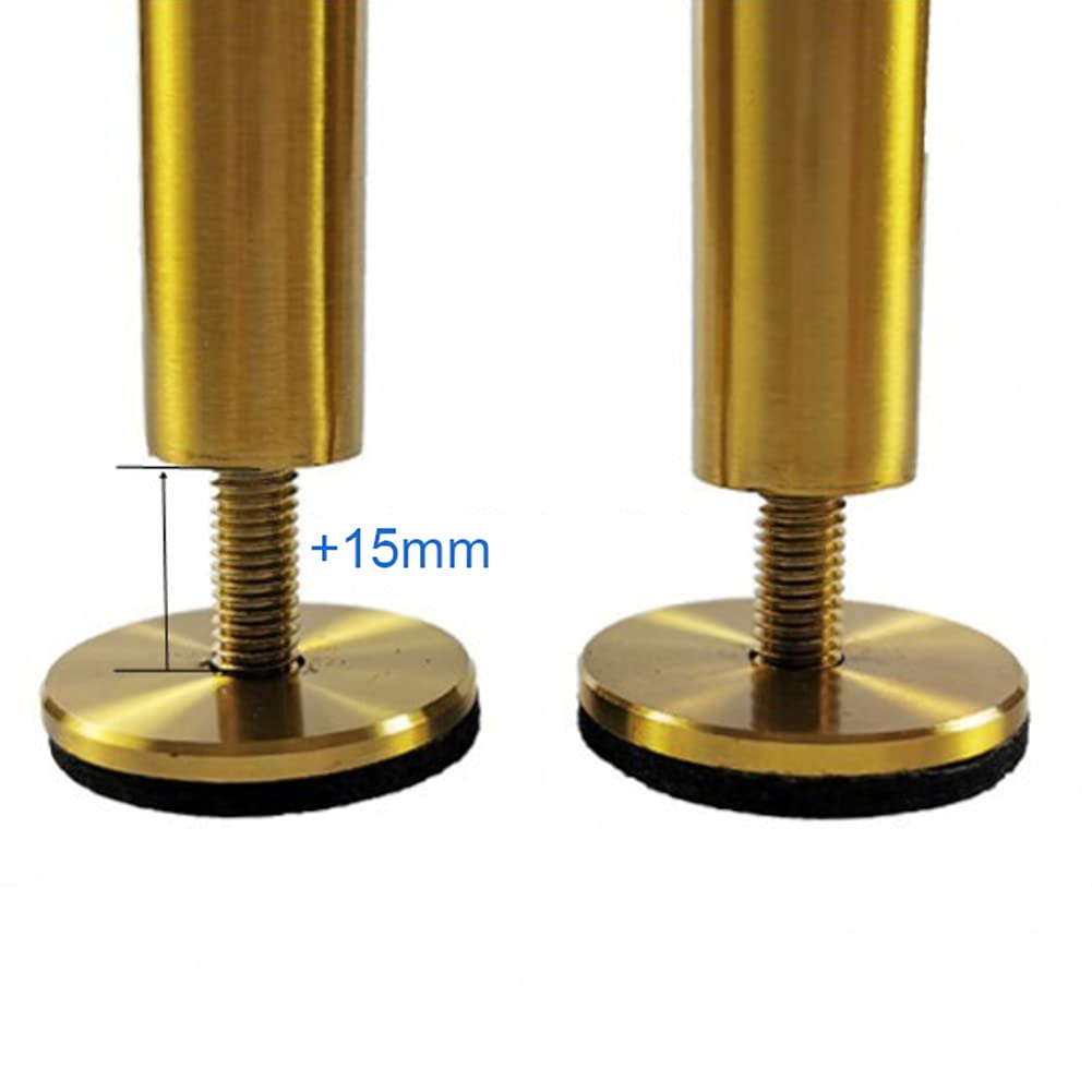 Genérico Juego de 4 Patas de Mesa Ajustables Doradas Patas Redondas para Muebles Patas de Soporte de Acero Inoxidable Patas para Cocina TV Tocador Muebles de Baño Tornilincluidos (30 cm Dorados)