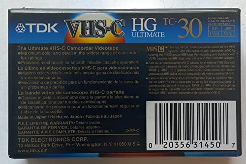 Tc30Ehg Vhs-C Analog Videocassette #TOP1