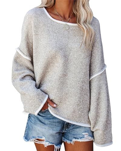 SALENT Women's Casual Oversized Sweaters Loose Soft Chunky Knit Long Batwing Sleeve Pullover Sweater Outfit Sweatshirts Tops