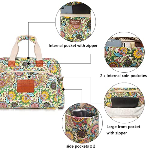 Malirona Canvas Overnight Bag Women Weekender Bag Carry On Travel Duffel Bag Floral3