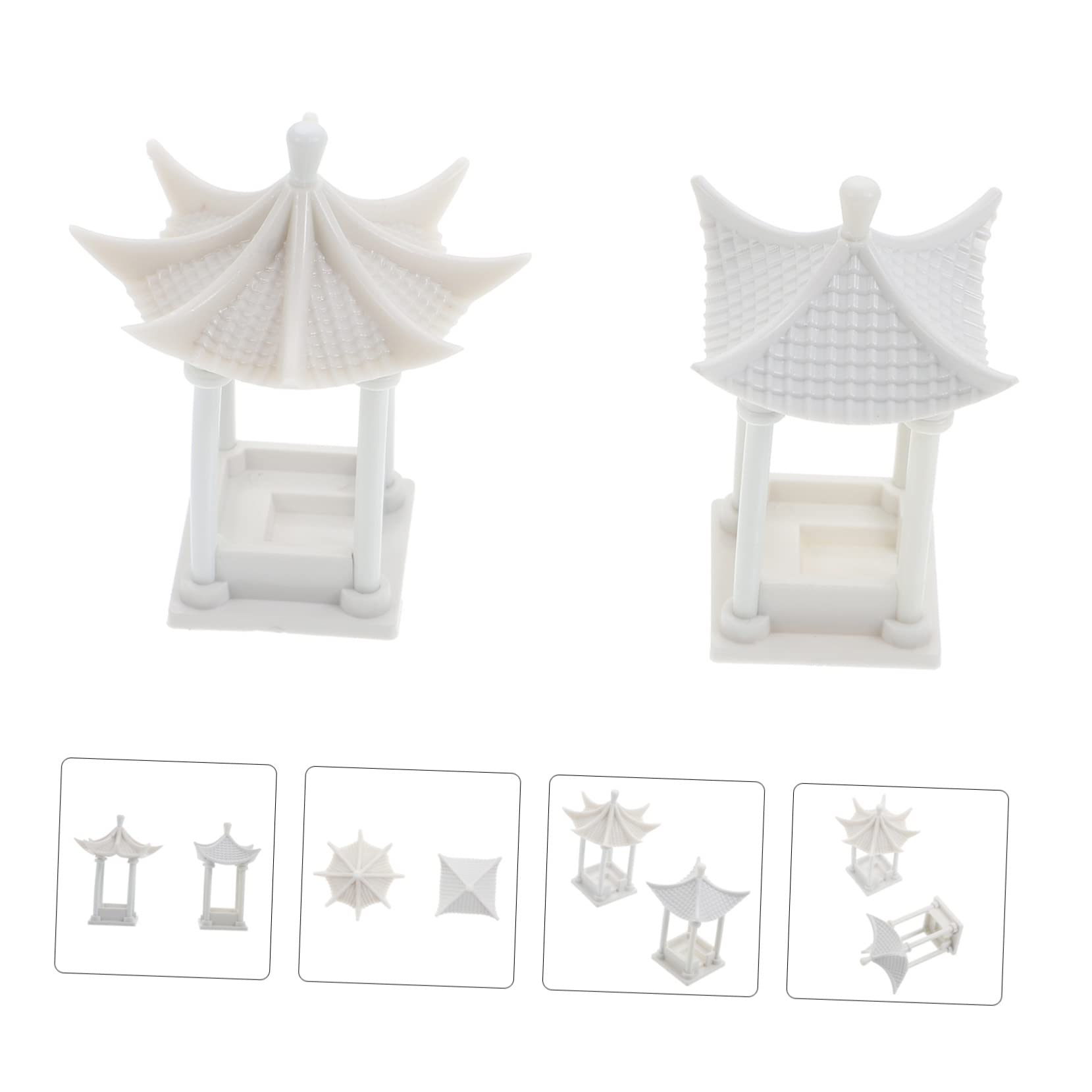 POPETPOP 3sets Plastic Pavilion Model DIY Table Layout Props Model Scenery Decorations 2pcs*3