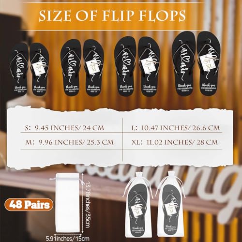 Image of Cuffbow Bulk Flip Flops for Wedding Guest Bride Sandals Spa Slippers with Size Card Organza Bag for Pool Beach Party