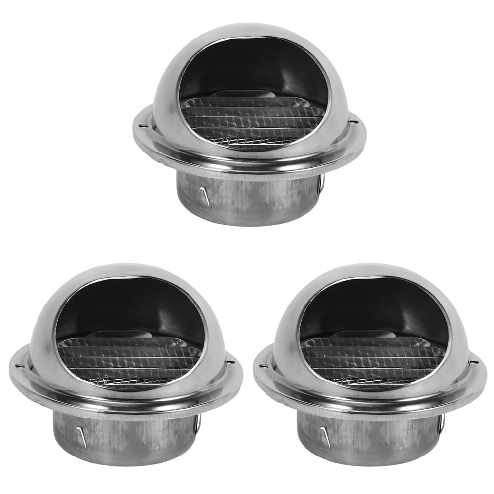 Vjsujehgy 3X Stainless Steel Ventilation Wall Air Vent Exhaust Extractor Ducting 80mm