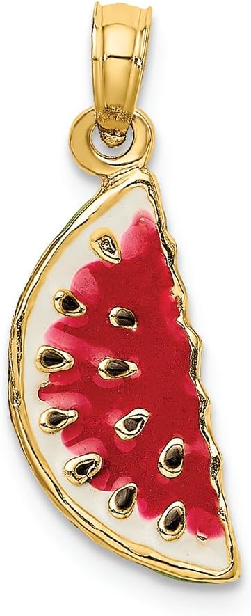 FJC Finejewelers 14k Yellow Gold 3d Watermellon with Enamel Charm