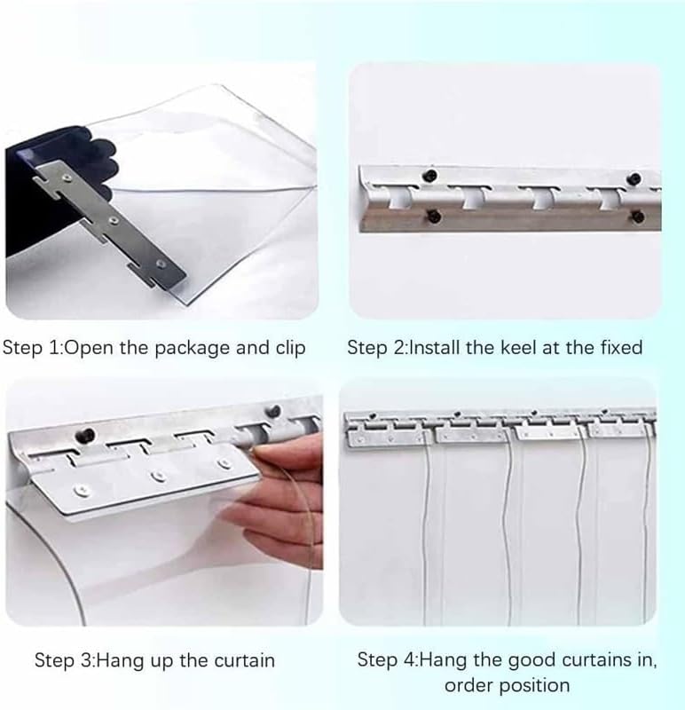 Clear PVC Strip Door Curtain Kit with Hardware – Commercial Plastic Vinyl Strip Curtain for Doorways, Walk in Insulating Sceen for Warehouse Garage Barn(W 240CM,H 230CM)