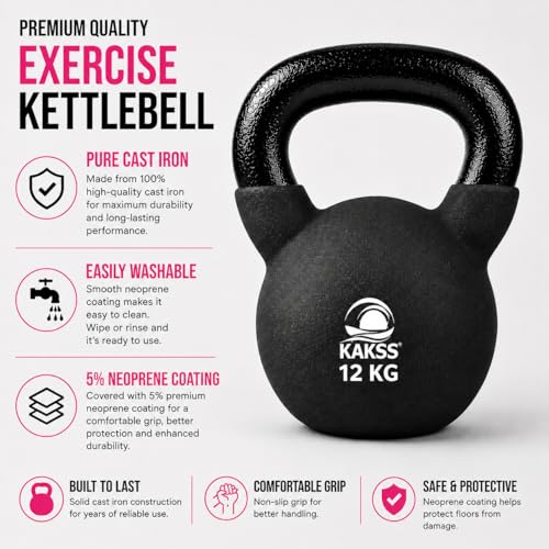 Image of Kakss Half Coating Neoprene Kettlebell (black, 12kg)